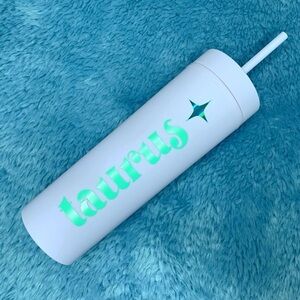 Taurus Zodiac Reusable Tumbler Cup with Straw